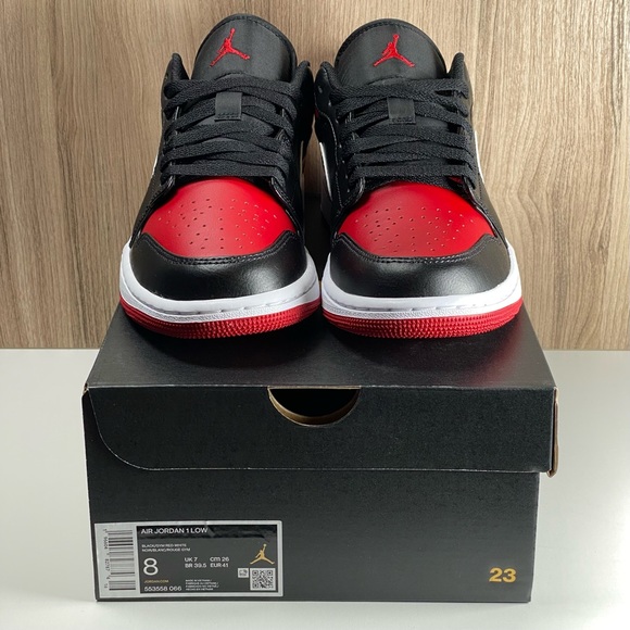 Nike Jordan 1 Low Alternate Bred Toe Chicago Black Red 553558-066 Men’s Size 8 - Picture 6 of 11